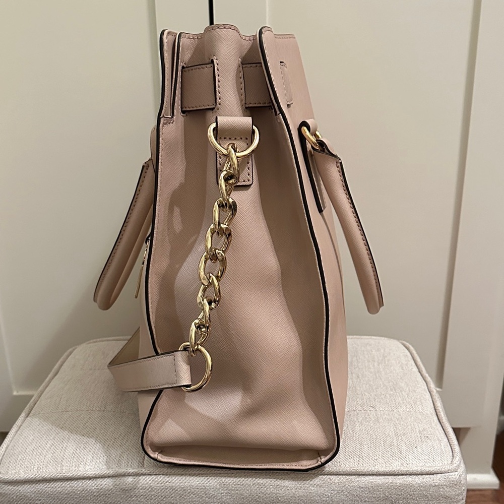 Michael Kors Hamilton Large Pink Saffiano Leather Tote Bag Gold Hardware - Picture 7 of 10